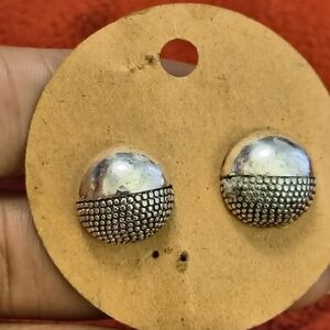 Napier brand silver tone vintage post earrings. Double textured.